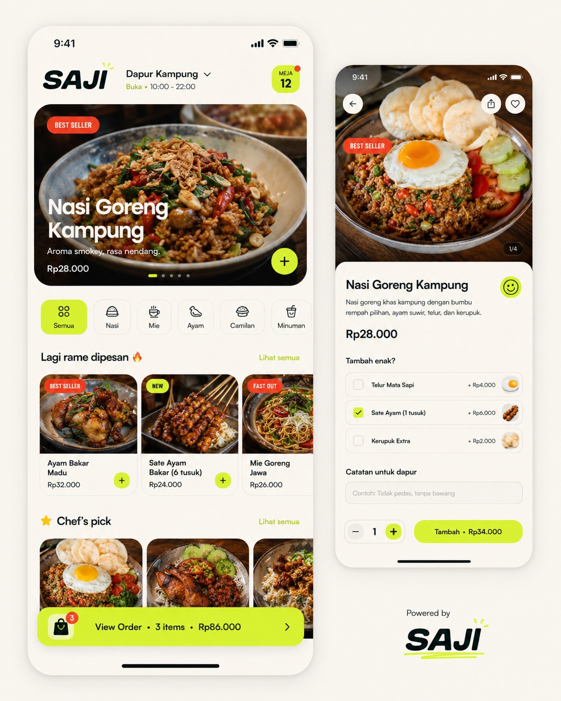 Pengalaman QR order SAJI di ponsel
